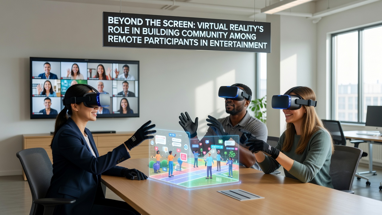 Group of remote users gathered around a virtual table in an immersive entertainment betting environment