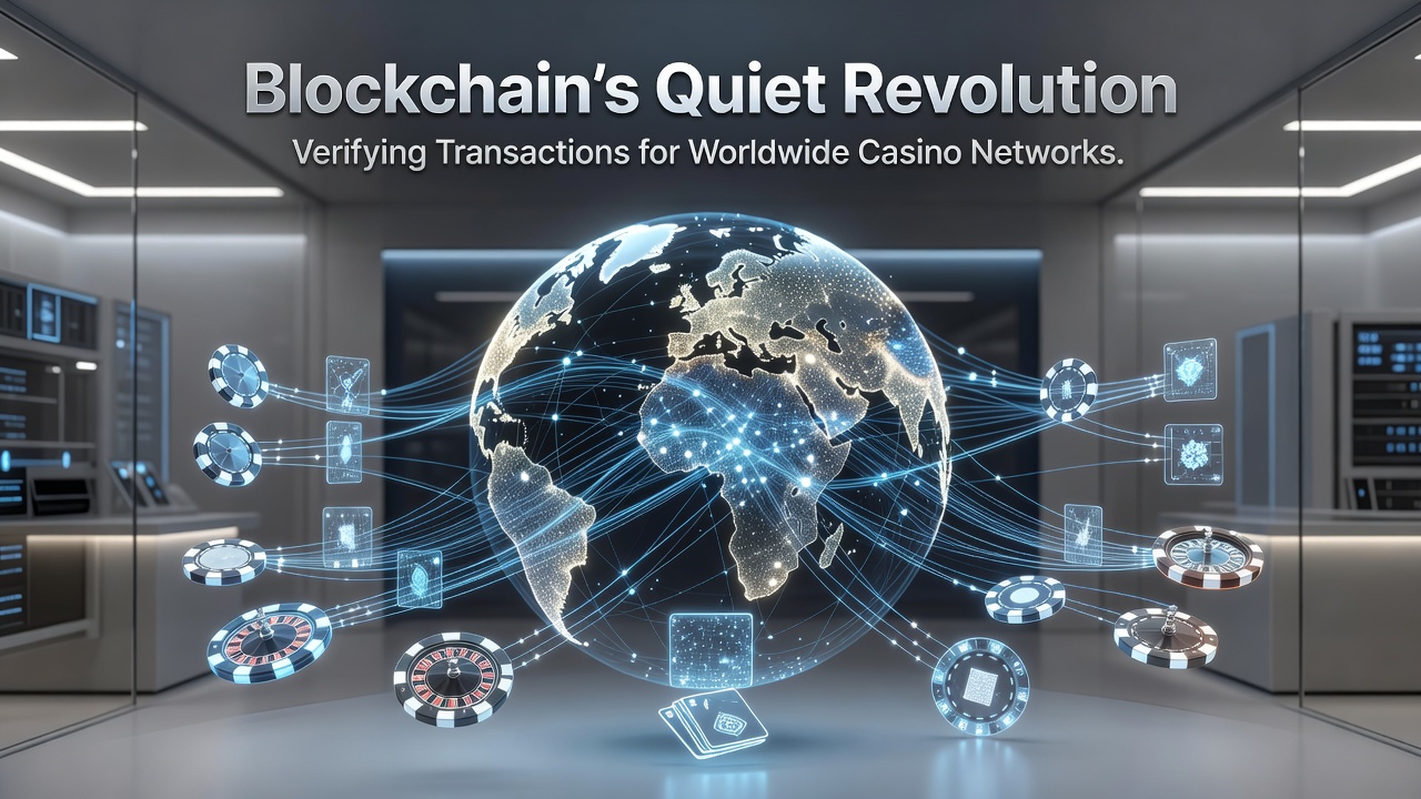 Global casino operators reviewing blockchain transaction ledgers on secure terminals