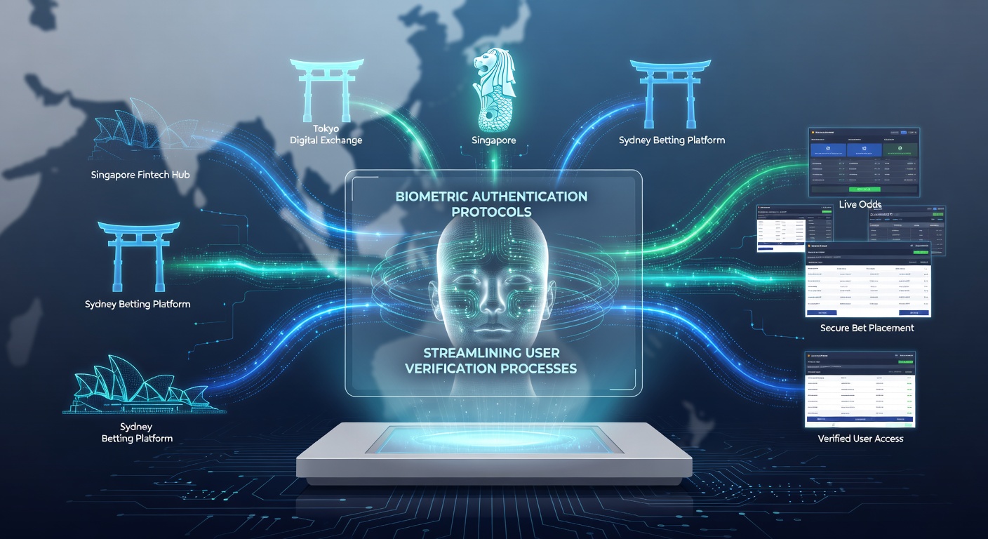 Biometric facial recognition scan interface on a mobile device used for digital wagering platform access in Asia Pacific