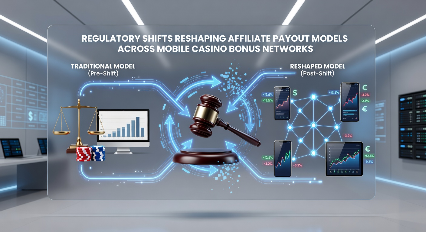 Regulatory documents and mobile casino interfaces illustrating changes in affiliate payout structures