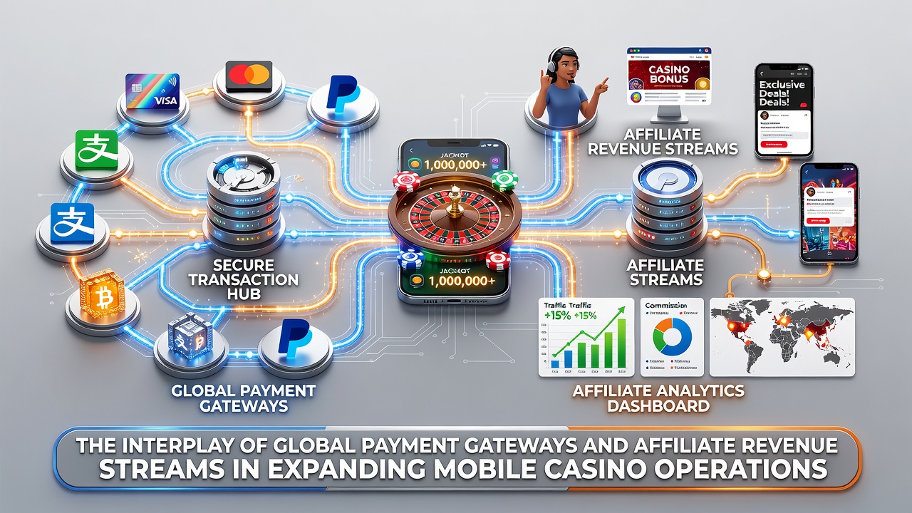 Affiliate dashboard tracking revenue from mobile casino payment flows
